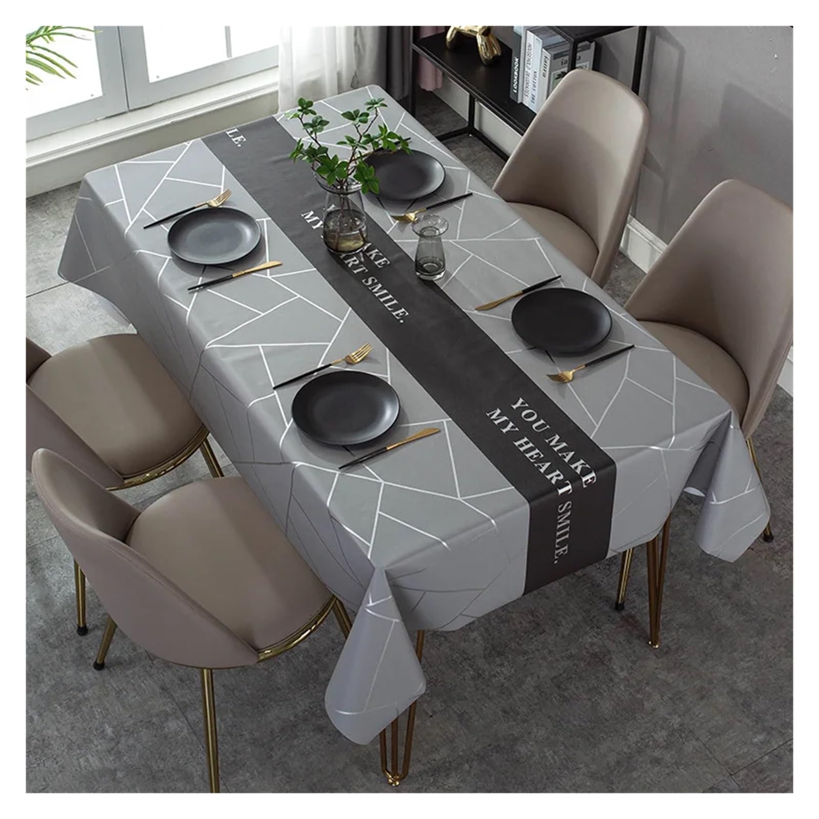 MZSKLW Waterproof Tablecloth Modern Dark Series Printing Waterproof Table Tablecloth Wedding Decoration Rectangular Coffee Tables Cover Picnic Blanket(ZBQ8370 (2),40-70cm)