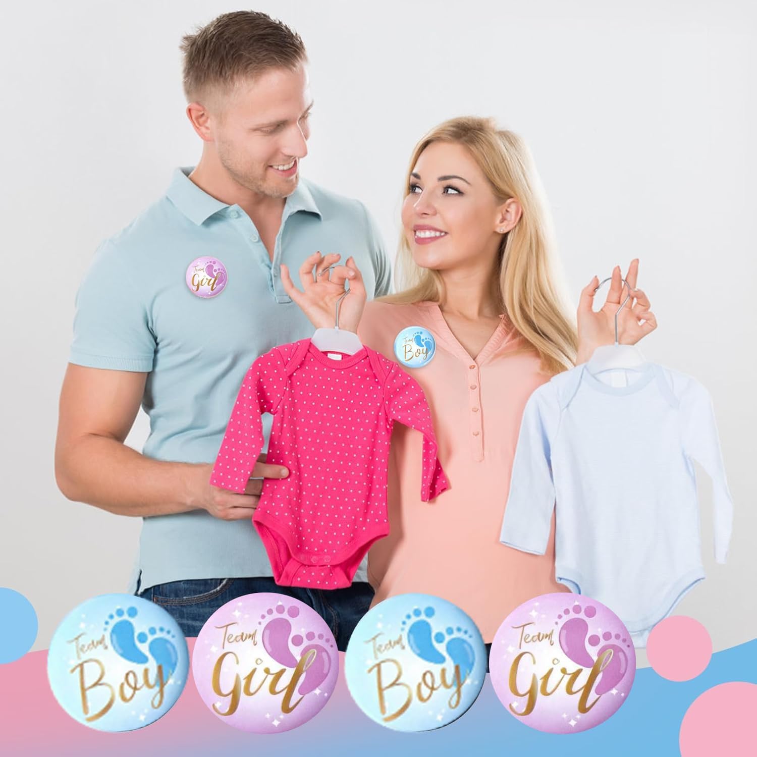 60Pcs Gender Reveal Pins Team Boy and Girl Gender Reveal Button Pins Party Favors Games Decorations Ideas Party Gender Reveal Decorations thumbnail