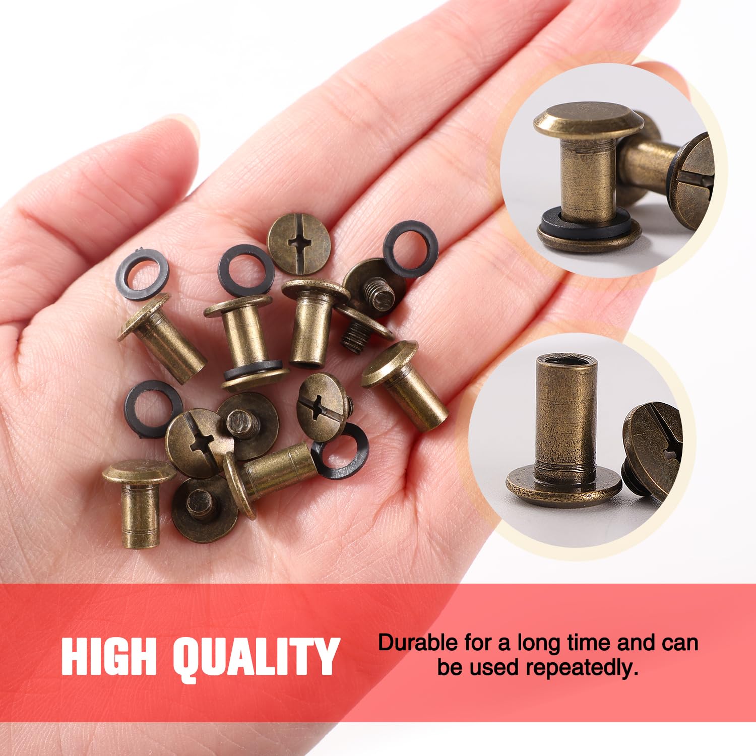 YIXISI 20 Set M5x10mm Chicago Binding Screws Kit, Book Binding Rivets, Leather Rivets, Binding Screws Posts - Image 3