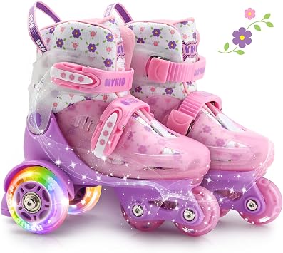 Locavun Premiers Patins Quad Débutant avec Chausson Amovible Lavable