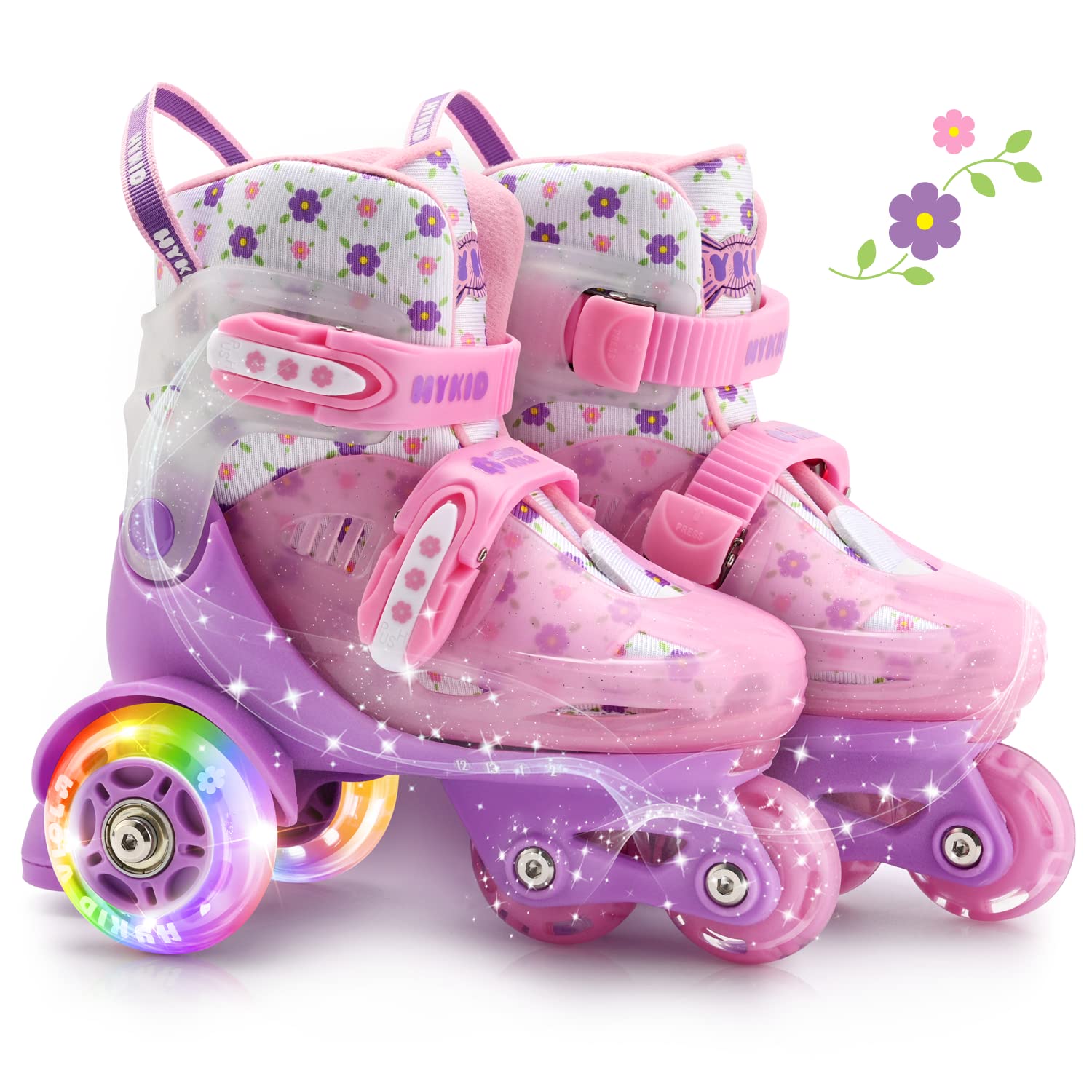 Roller Enfant Fille Patins à roulettes pour Enfants, Patins à roulettes réglables pour Enfants 3 à 9 Ans, Roller Enfant Fille lumières Amusantes pour Enfants pour débutants