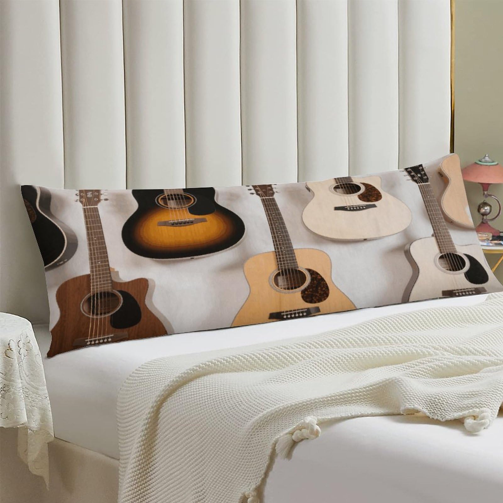 Body Pillow Cover 20x54 Long Pillow Case with Invisible Zipper Breathable Microfiber Guitars Pillowcase Soft Cozy Protector for Bedroom Couch Sofa Bed Home Decor All Seasons