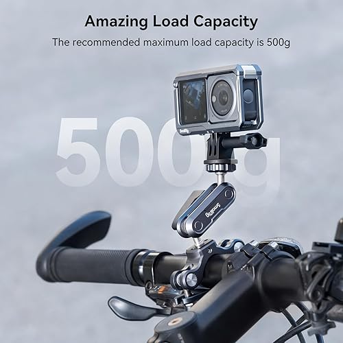 Miniatura 3 de SMALLRIG Soporte de manillar de motocicleta para Gopro, soporte de barra de poste y rollo, CNC todo metal 0.866-1.260 in para cámaras de acción