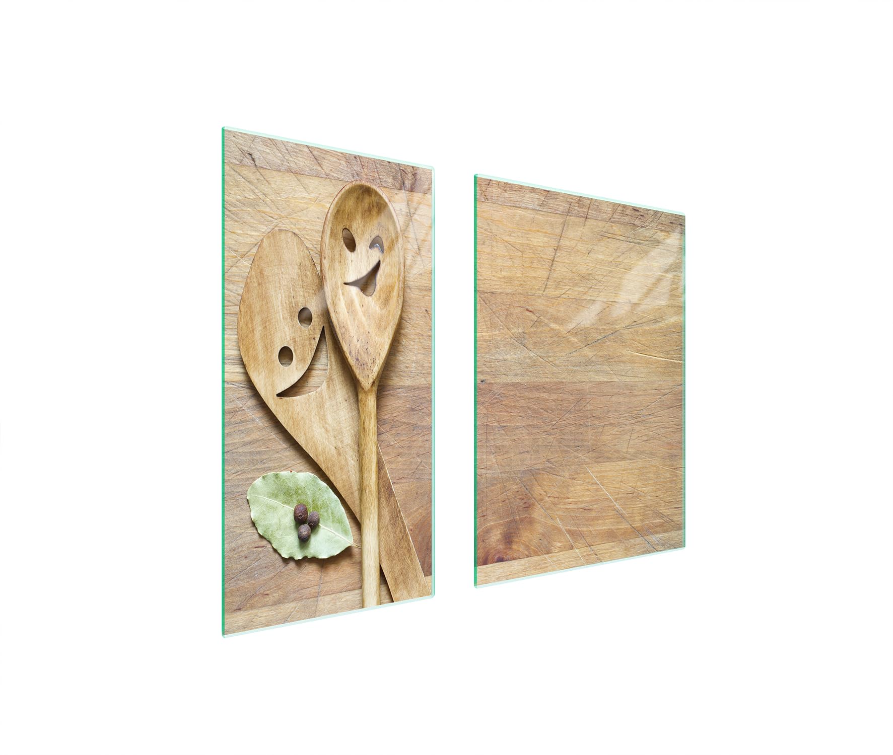 TMK ArtDeko Herdabdeckplatte 2 Teilig 30x52 +45x52 cm - Spritzschutz Herdabdeckung – Herdschutz aus Sicherheitsglas – Robust, Hygienisch & Rutschfest– Schutz für Induktion, Ceran, Gas & Elektro