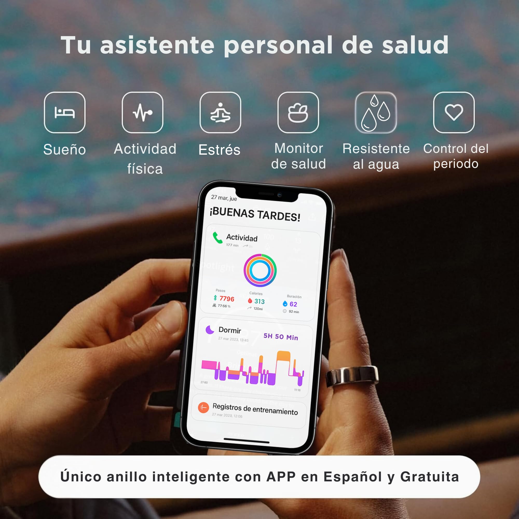 smartia - Anillo Inteligente 2026, Smart Ring para Hombre y Mujer, Anillo de Actividad Fitness con Tensiómetro, Anillo para Control de Salud Definitivo, Monitoriza Sueño, Estrés y Periodo Menstrual