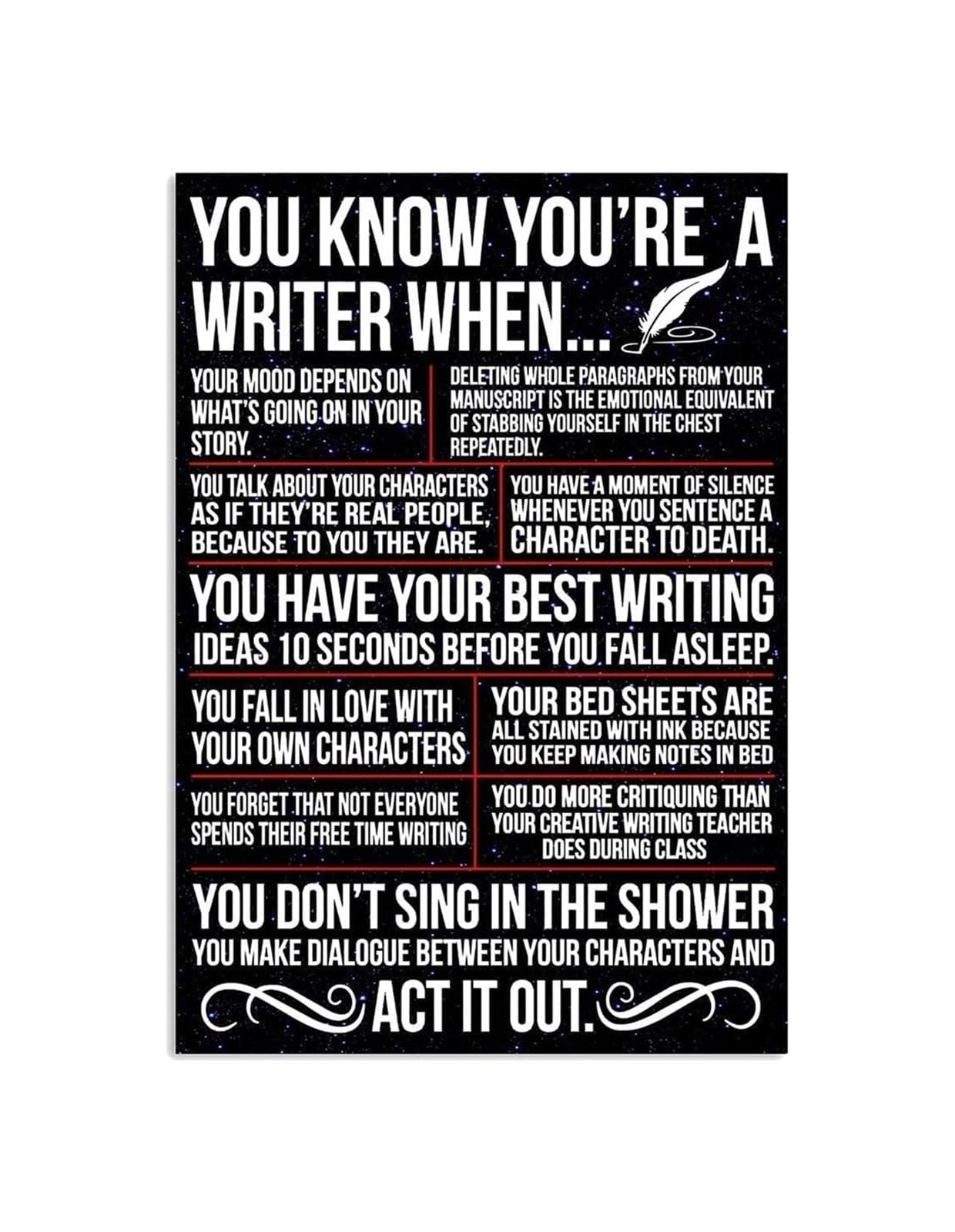 PKNVKZIDK Gift for Writer Metal Tin Plaque You Know Youre a Writer Sign Rustic Author Quote for Writing Space Home Library Friend Gift 8 X 12 inch