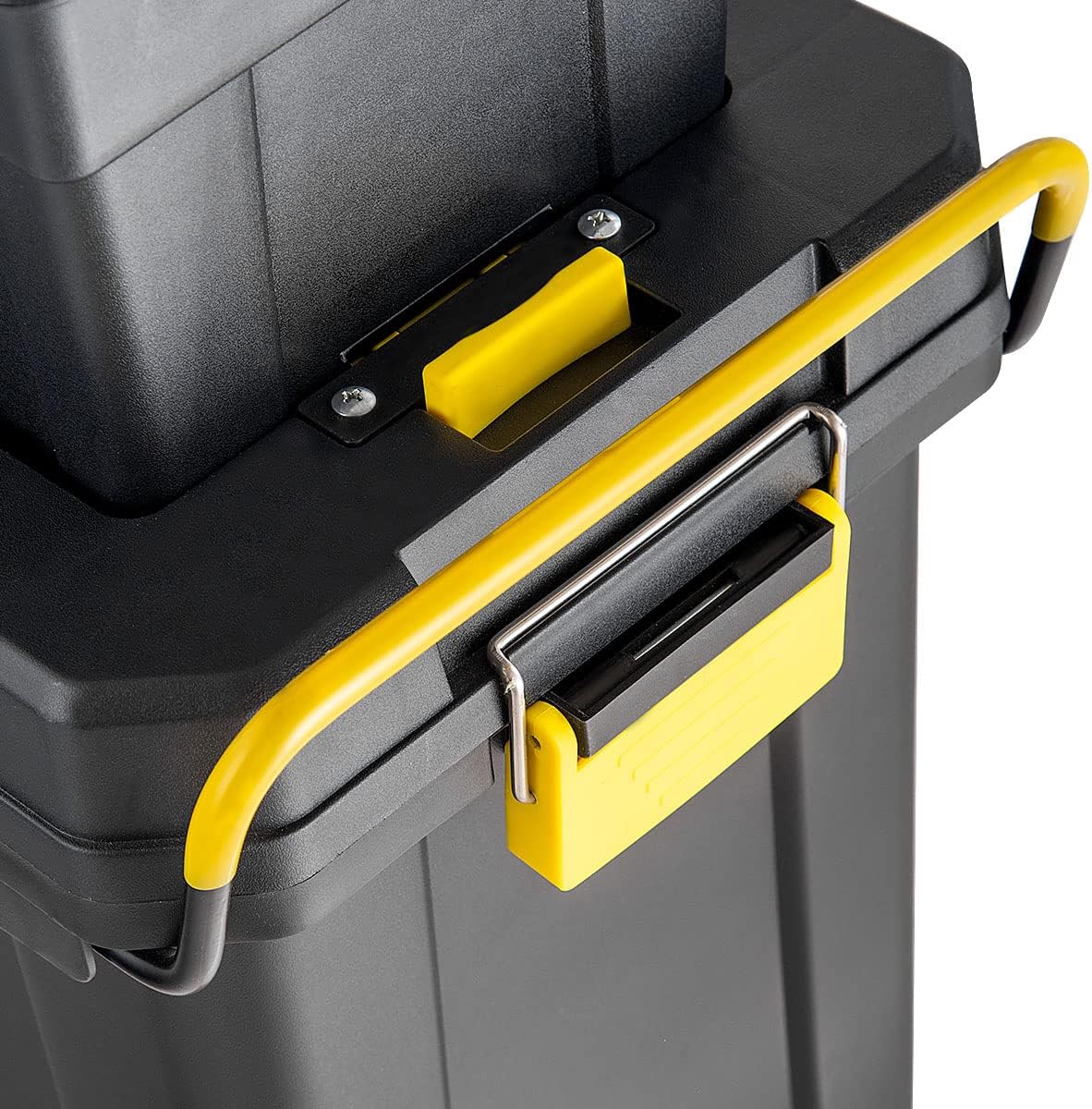 IRONMAX Portable Rolling Tool Box, 2 in 1 Stackable Mechanic Tool Organizer with Wheels and Pull Handle, Plastic Toolbox with Removable Tray for Tools and and Small Parts Storage