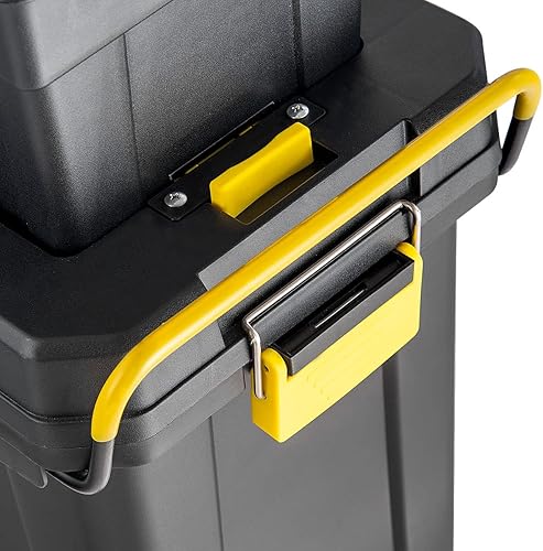 Miniatura 5 de IRONMAX - Caja de herramientas portátil rodante, organizador de herramientas mecánicas apilable 2 en 1 con ruedas y mango de tracción, caja de