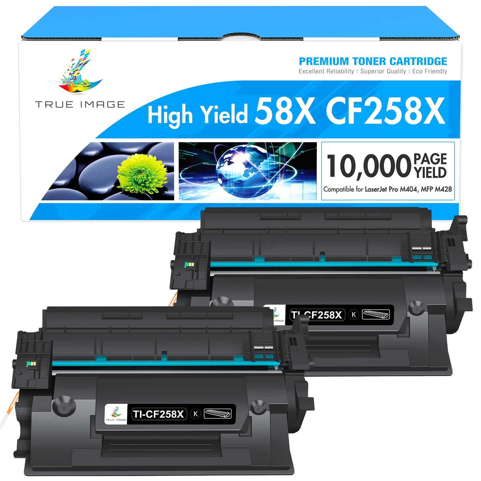 58X CF258X Toner Cartridge Black M428fdw High Yield Compatible Replacement for HP 58X CF258X 58A CF258A for HP Laserjet Pro M404n M404dn M404dw MFP M428fdn M428dw Printer Ink 2 Pack