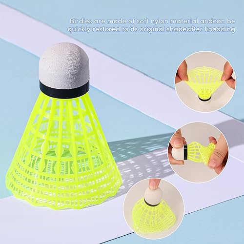 Miniatura 3 de Paquete de 12 bolas de bádminton de nailon con gran estabilidad y durabilidad, volante para deportes de interior y exterior, entrenamiento de alta