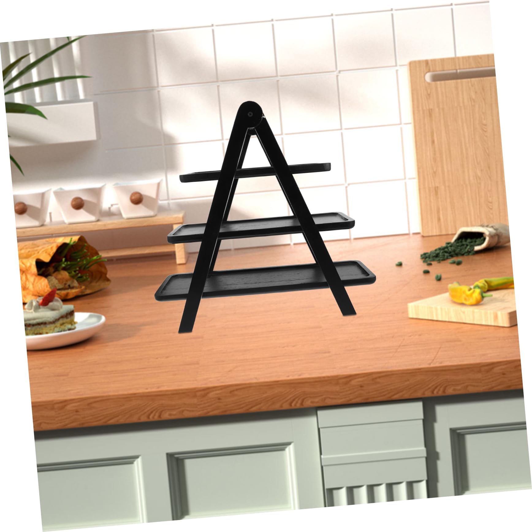 Bandejas para Comida,Bandeja Plegable de Madera Servir,Expositor Multicapa estofados,restaurantes,postres,Fiestas y Eventos.