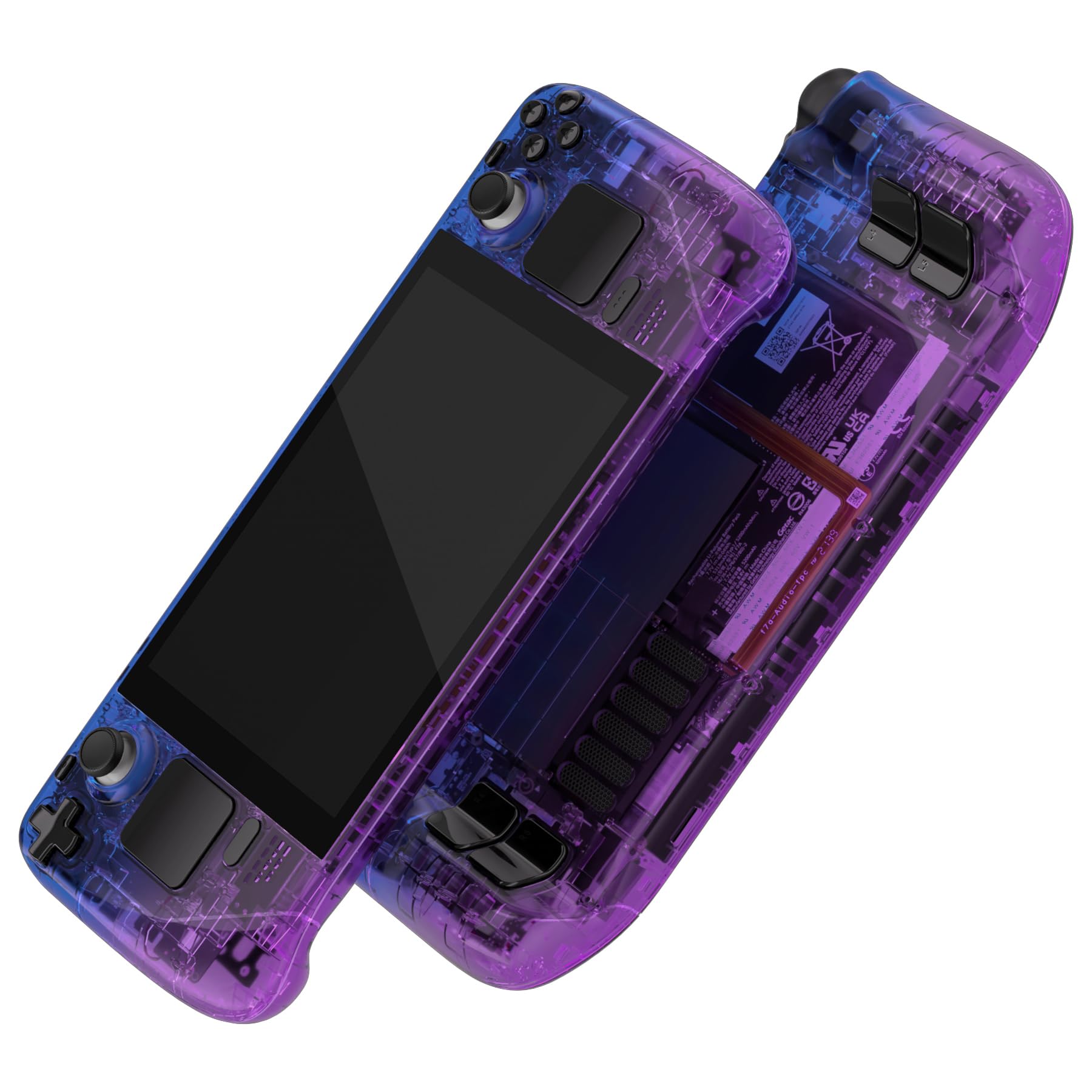 eXtremeRate Carcasa Transparente Compatible con Steam Deck LCD Accesorios Placa de Repuesto Cubierta Funda Case con Botones para Steam Deck Consola NO Incluida(Bluebell Gradiente)