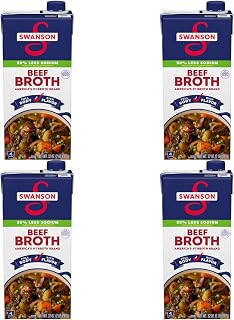 Swanson Lower Sodium Beef Broth, 32 oz Carton (Pack of 4)