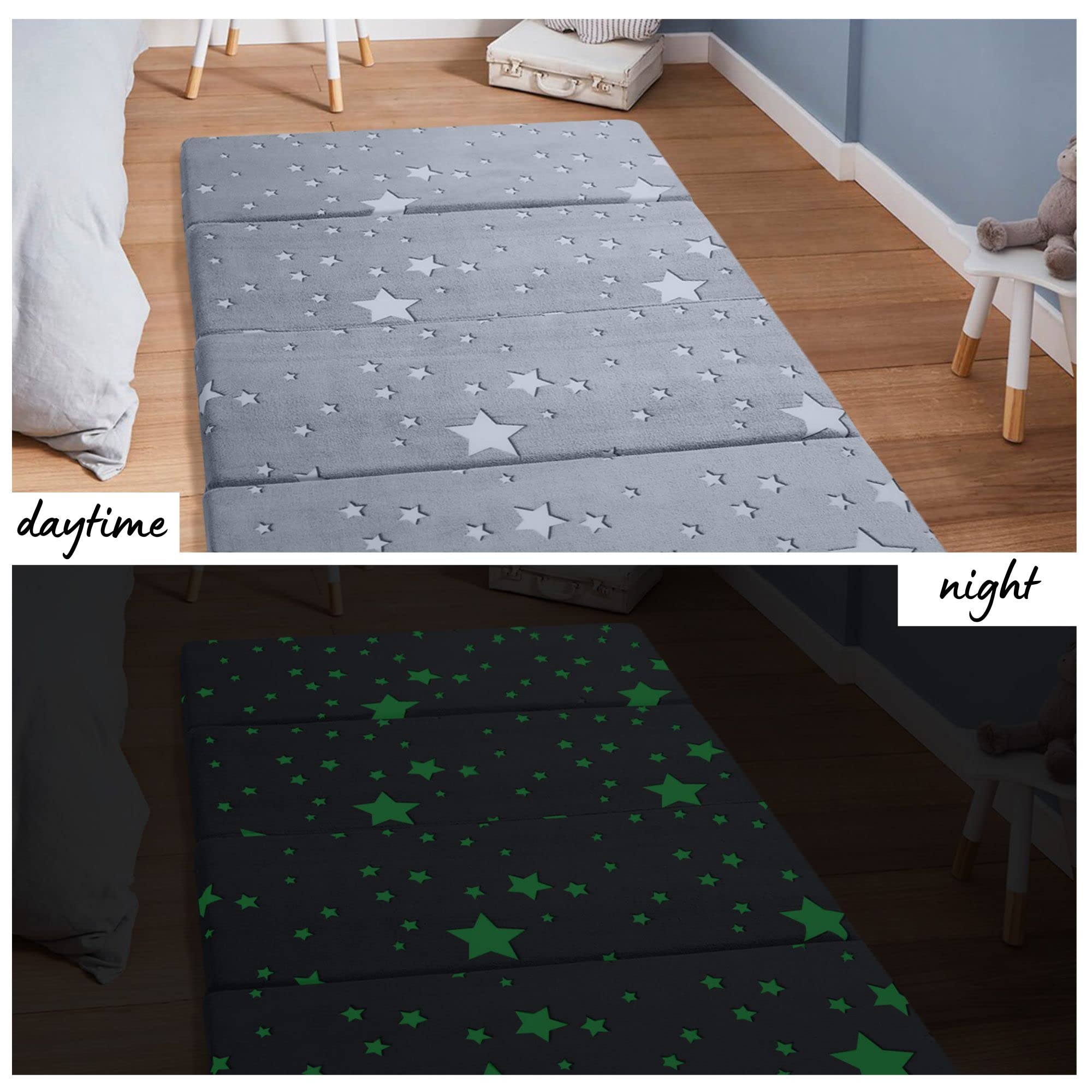 Colchón de suelo para niños grande de 6 x 4 pies, colchón de espuma gruesa para sala de juegos, tapete plegable para gatear para área de juegos infantil 4