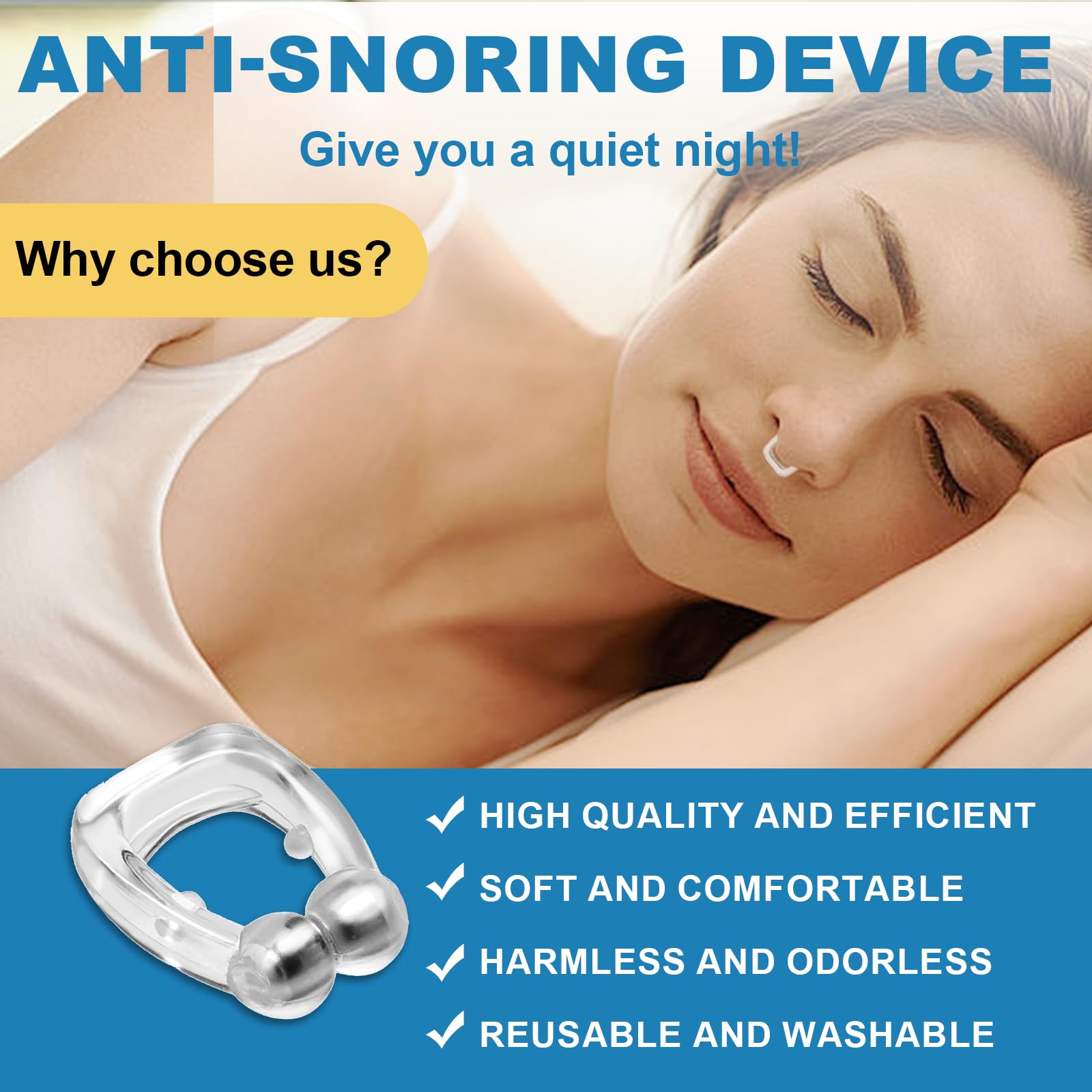 8 pcs Antirronquidos Nariz, Dilatadores Nasales Anti-Ronquidos de Silicona, Dilatador Nasal Anti Ronquidos Clips Nasales Magnéticos, Mejora la Respiración para ayudar a Dormir