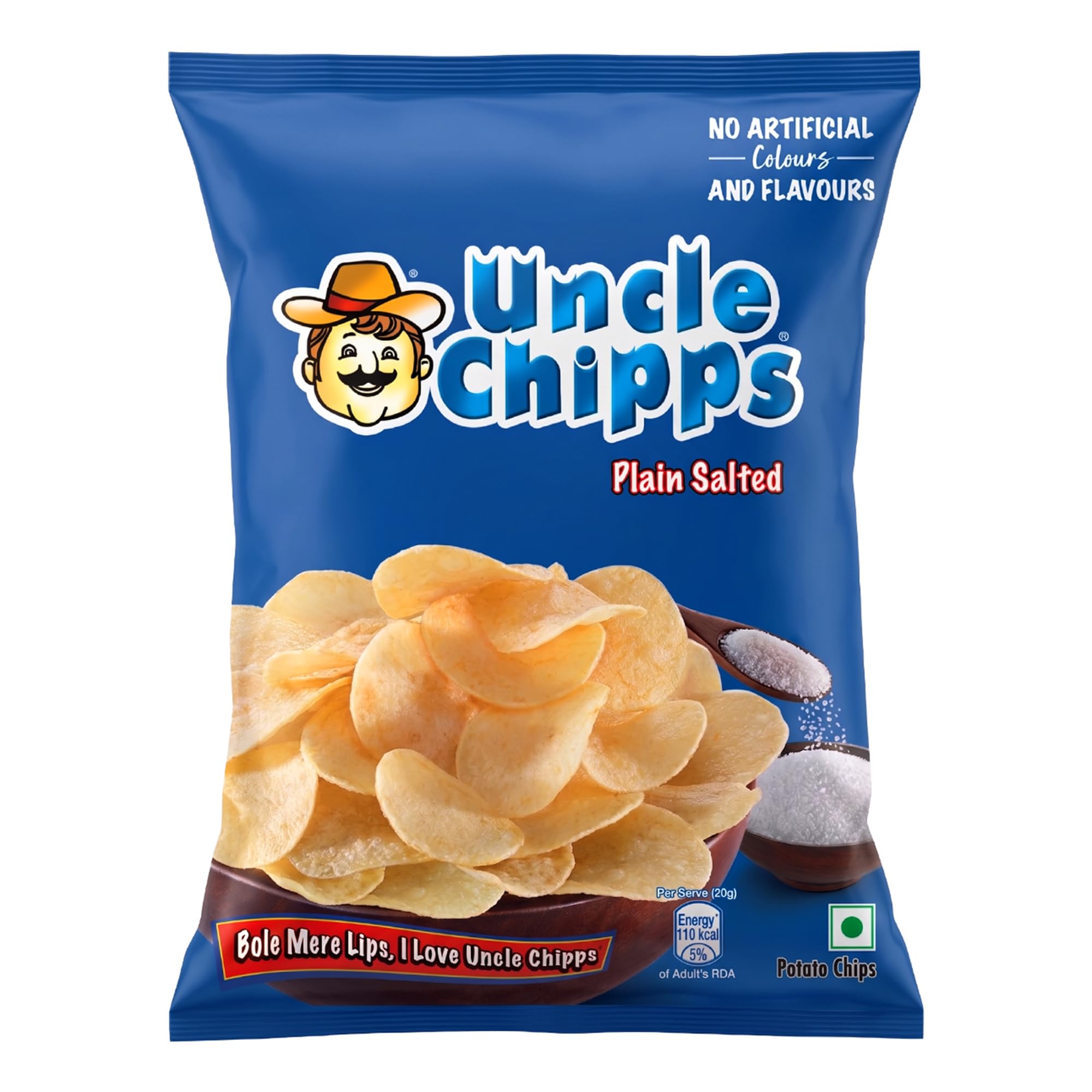 Uncle Chips Potato Chips 50/48.1 Gram, Plain Salted Flavour, Crispy Chips & Snacks (weight may vary)-image-2