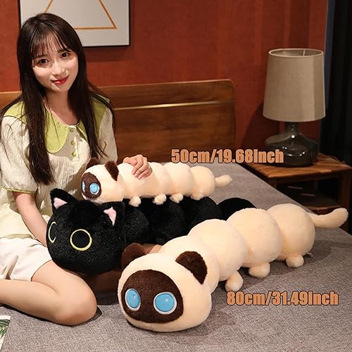 Miniatura 7 de Somao Caterpillar - Almohada larga de peluche con cuerpo de gato, juguetes de peluche creativos de oruga, almohada suave para abrazar, regalo