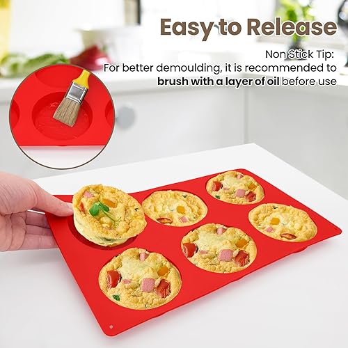Miniatura 4 de Redfly Moldes de silicona para huevos para sándwiches de desayuno, 2 unidades, antiadherentes de 3 pulgadas para hornear huevos, moldes de silicona