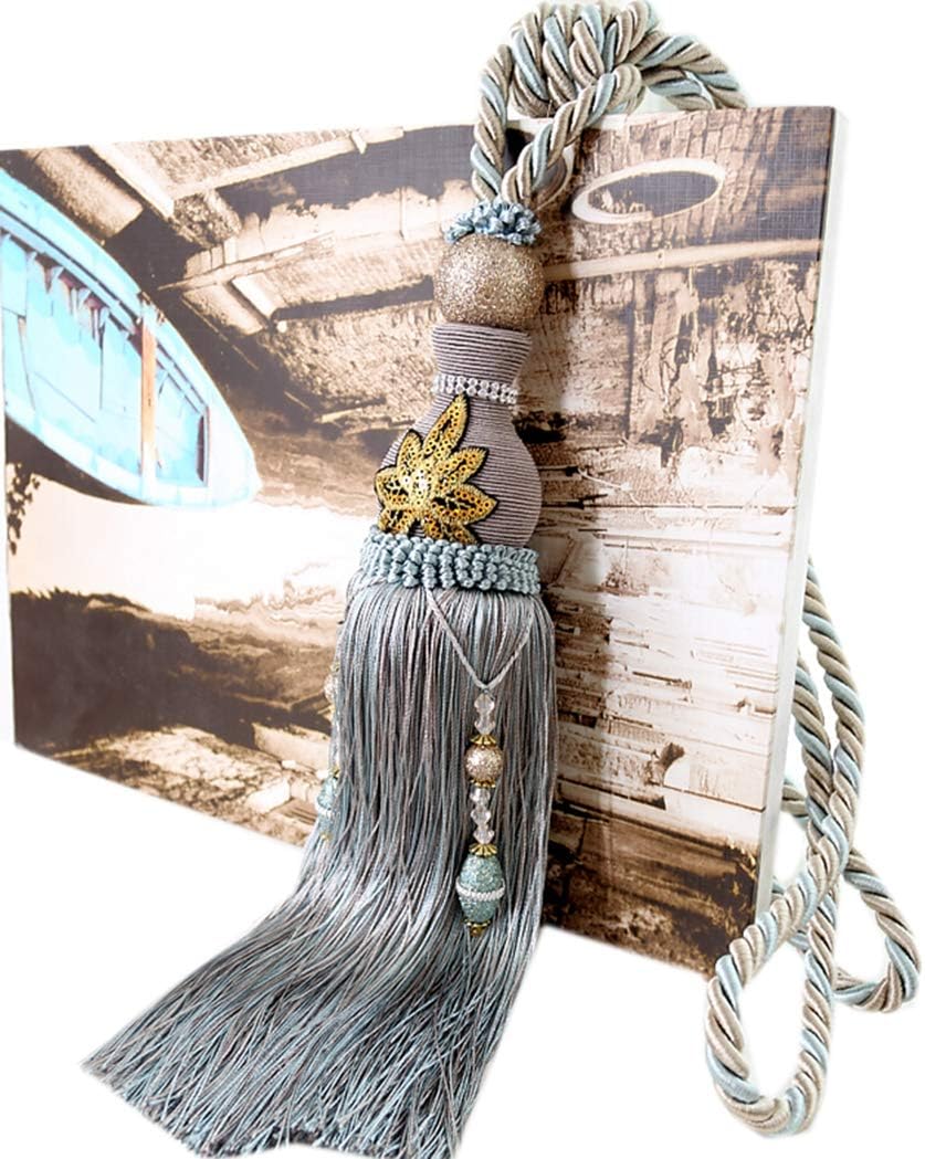 Curtain Buckle 1 Pair Curtain Bandage Curtain Decoration Beautiful Embroidery Curtain Rope Tiebacks with Tassels (Dark Blue)