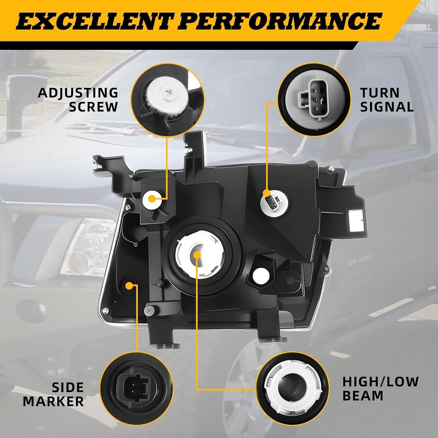 Halogen Headlight Compatible with Xterra 2005-2015 Headlamp Driver & Passenger Side 26010EA025 26060EA025 Left and Right