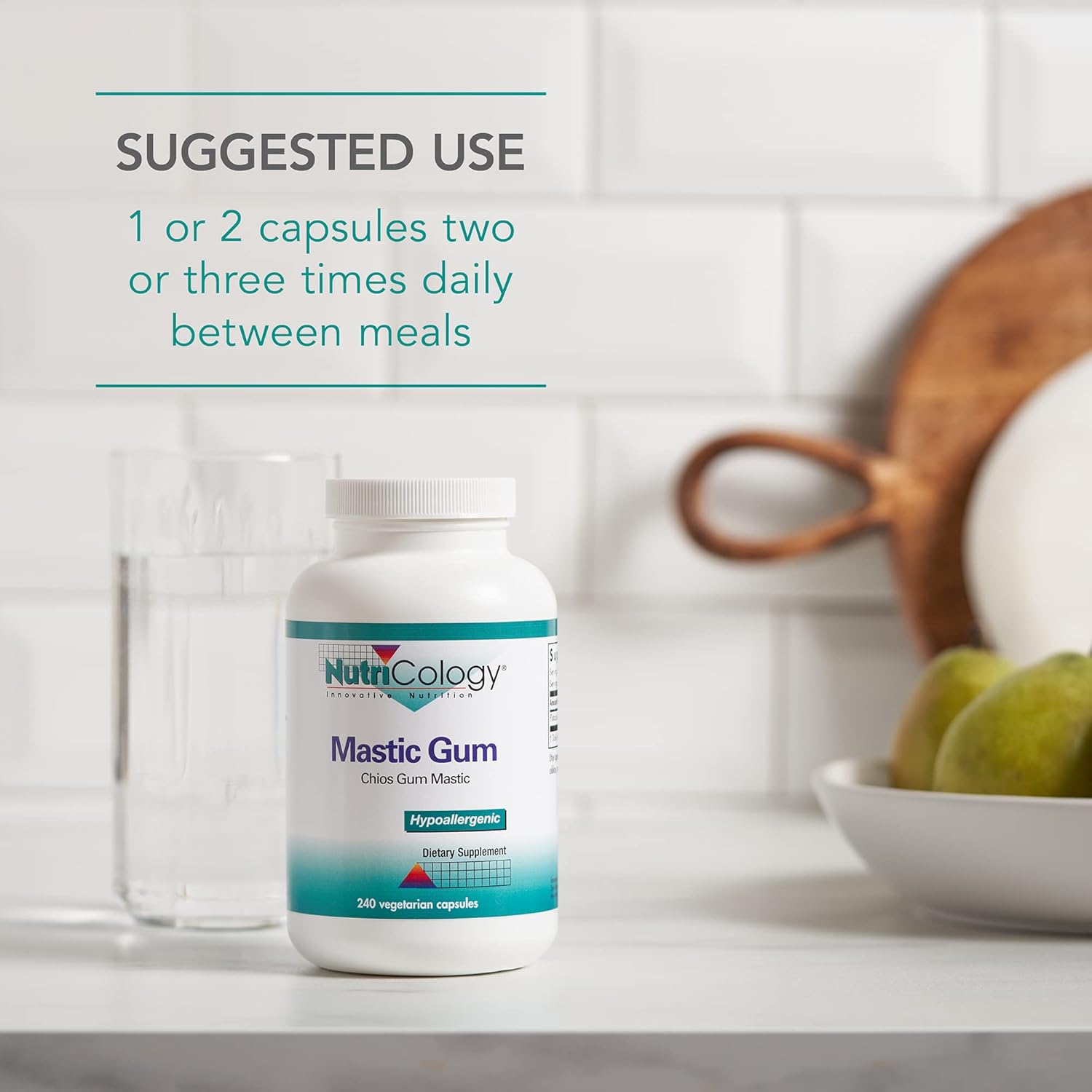 Allergy Research Group NutriCology Mastic Gum - Supports Digestive Comfort - Delivers 1000 mg Chios Mastic Gum Resin per Serving - Vegetarian & Hypoallergenic - 120 Servings - 240 Capsules