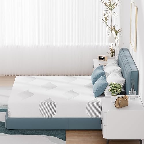 Miniatura 8 de Colchón tamaño King, colchones de espuma viscoelástica de gel refrescante de 8 pulgadas, funda extraíble lavable, colchón King en una caja, firmeza