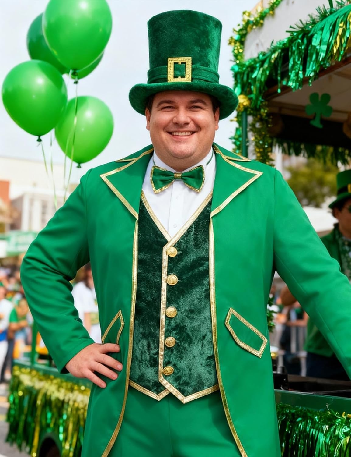 Funny World Leprechaun Costume Men St Patrick's Day Outfit Irish Lucky Suit 4pcs Set Party Halloween - Image 3