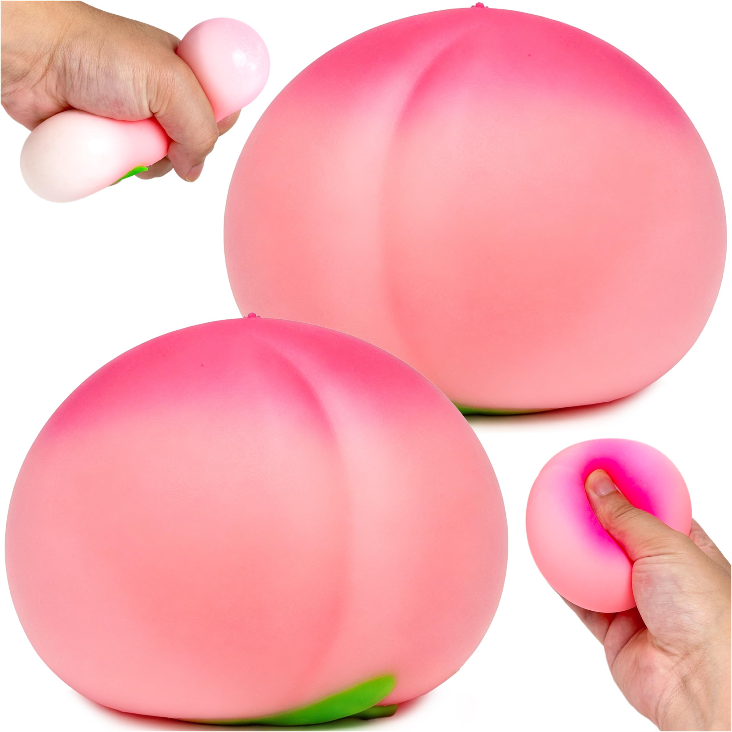PICKSMOCUB 2 PCS Peach Squishy Toys Slow Rising Stress Balls Cute Fruit Fidget Toys Soft Sensory Squeeze Toy Anxiety Relief For Adults Kids Office Desk Classroom Travel