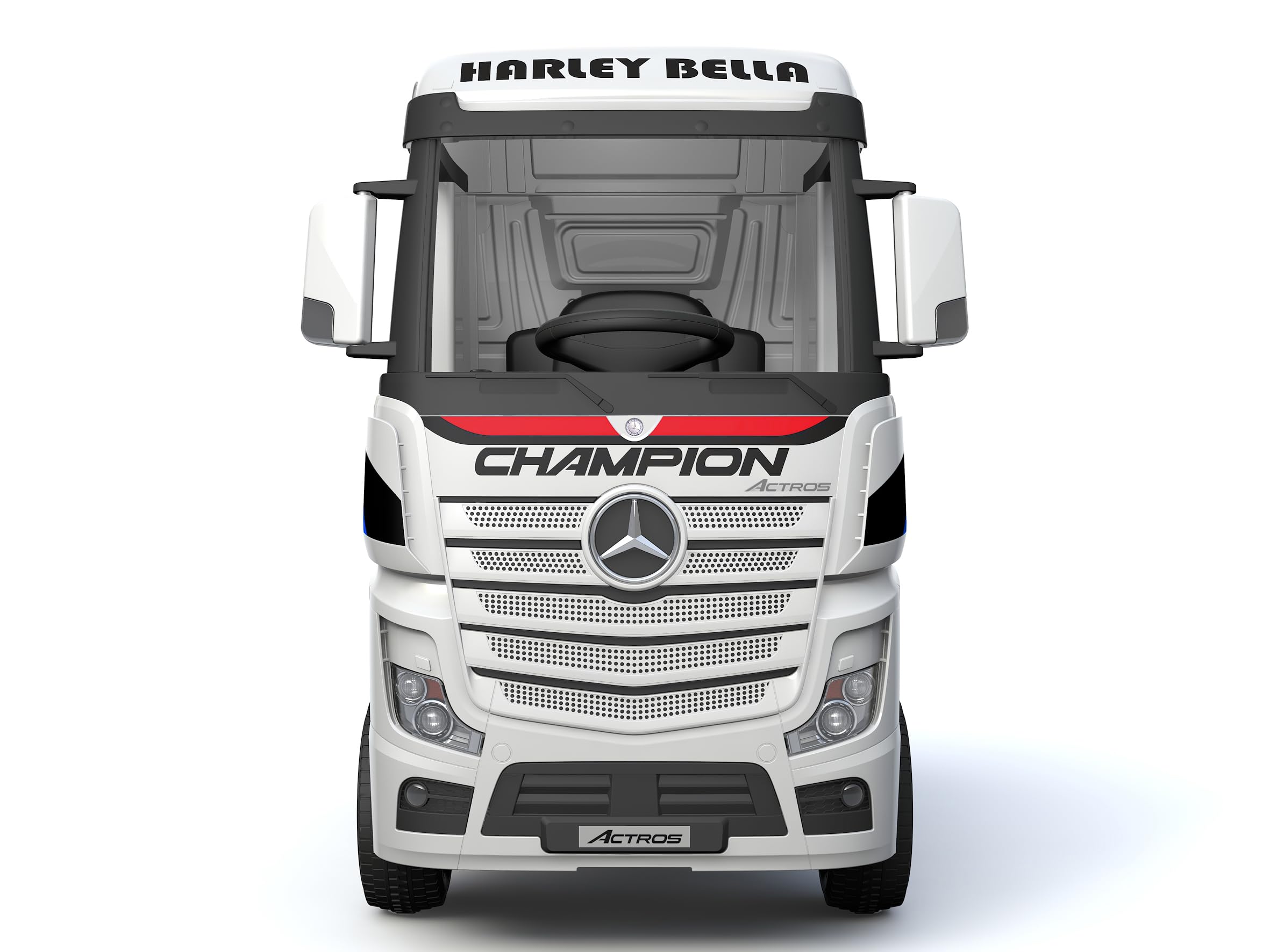 FINOOS Camion électrique Enfant Mercedes Actros 12V 4x4 Camion Voiture électrique Enfant avec télécommande 2.4Ghz, 4 x Moteur 12V 45W, Batterie: 2x12V, 1-5 Ans (Blanc)