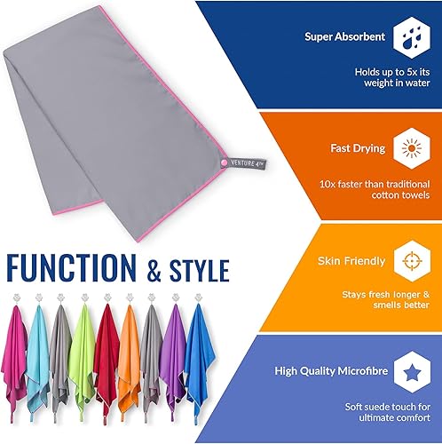 Vista 37 de VENTURE 4TH Toalla de viaje de secado rápido – Toallas de microfibra ultra suaves de secado rápido – esencial para camping, mochilero, yoga