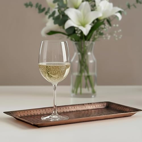 Miniatura 4 de Monarch Abode Bandeja de metal martillado a mano, acabado de cobre antiguo de 16 pulgadas, bandeja rectangular para servir, bandeja grande para