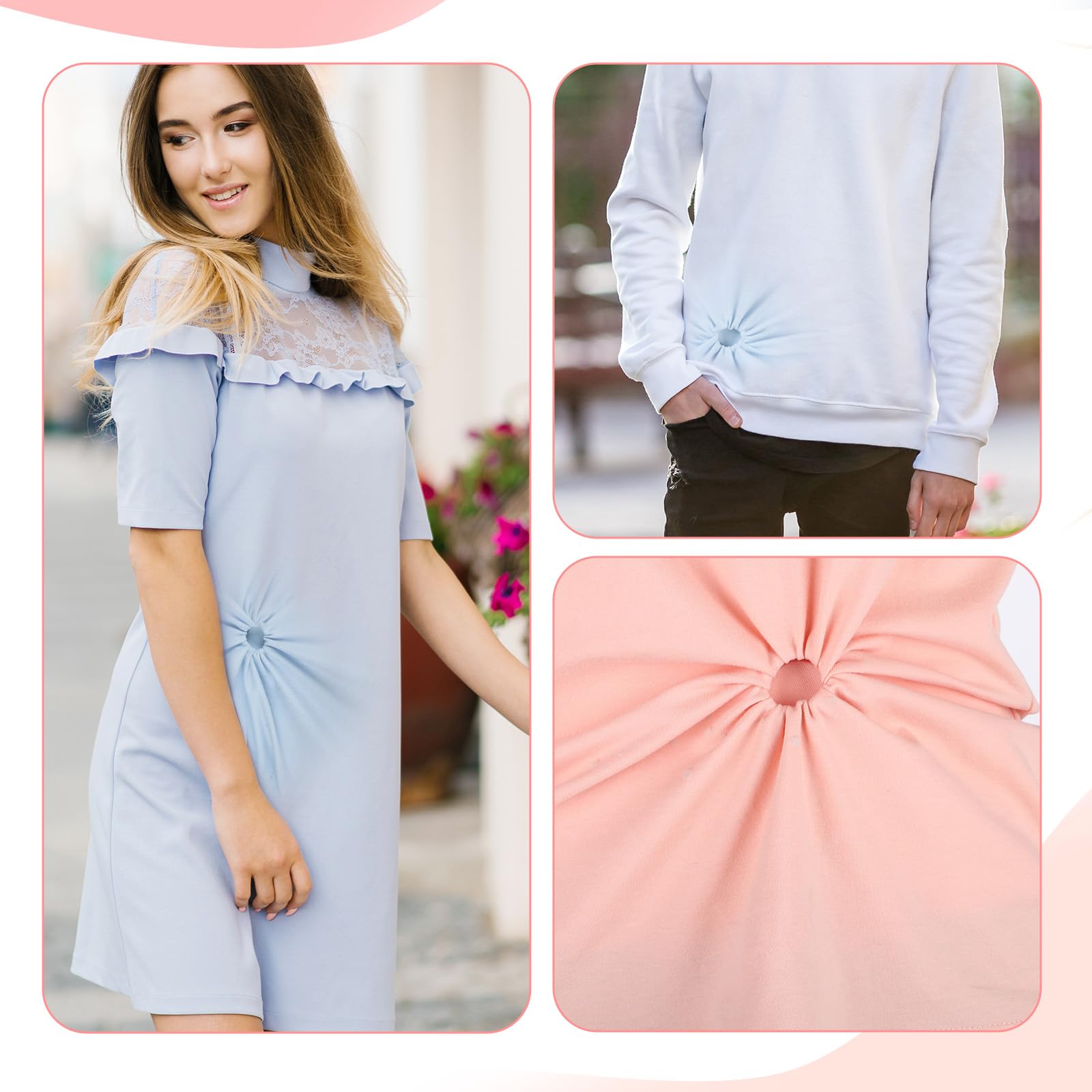 6 anillos para ropa para mujer, clip invisible para ropa, 3 tamaños, clips para corbatas de camisa + 20 bandas de goma para vestir, cinchas de camisa para mujer, vestidos, bufandas cambiantes