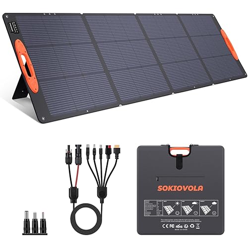 N-Type 16BB 220W Portable Solar Panel for EF/Jackery/Bluetti/Anker Power Station, IP68 Waterproof Foldable Solar Panel ETFE 25% High Efficiency for Outdoor Camping RV Trip