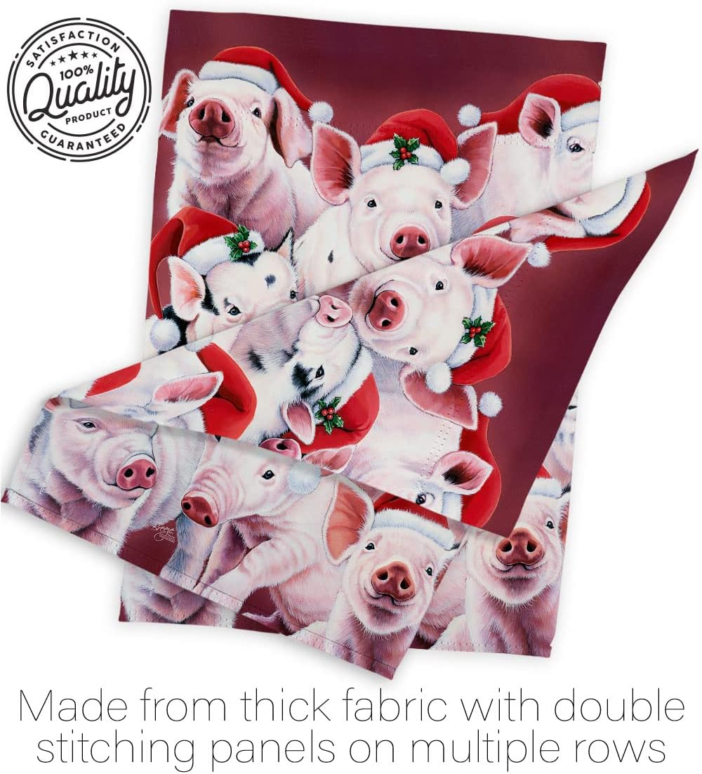 Breeze Decor H114122 Christmas Piggies Winter Seasonal Decorative Vertical House Flag, 28" x 40", Multicolor