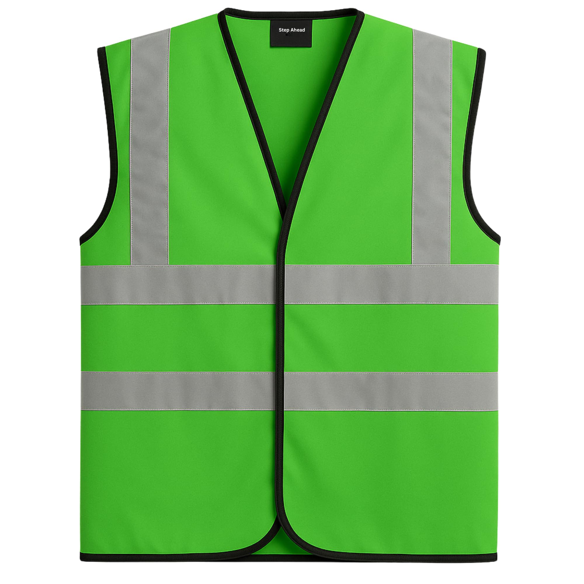 Step Ahead Hi Vis Vest Hi Viz High Visibility Reflective Safety Vest Security Waistcoat Pink, Red, Green, Blue, Black, Navy (as8, alpha, x_l, regular, regular, Green)
