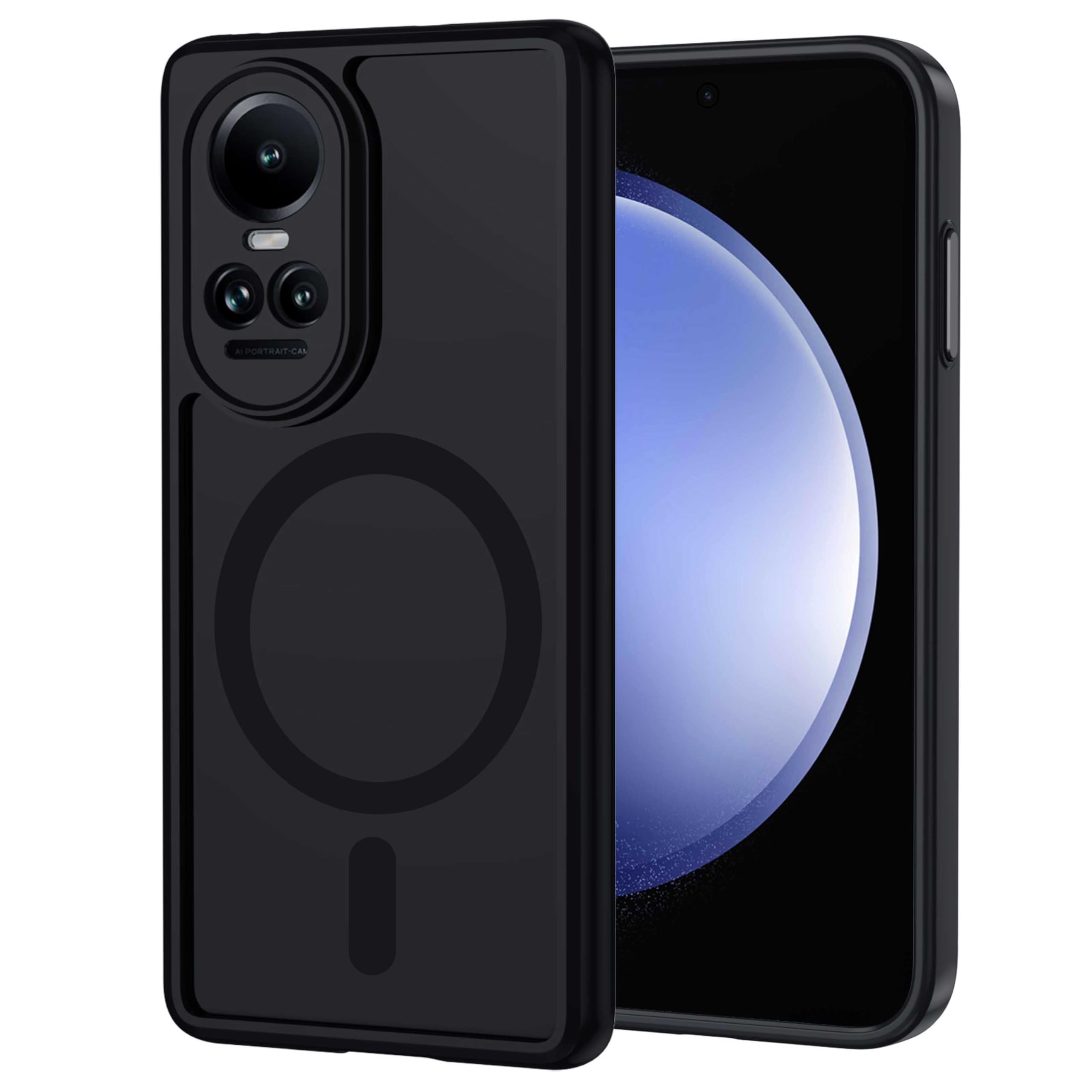 Cover Magnetica per OPPO Reno 13 Pro 5G Custodia Compatibile con MagSafe, Custodia Traslucida Opaca Posteriore Resistente ai graffi TPU Bumper Antiurto Sottile Protettiva Case - Nero