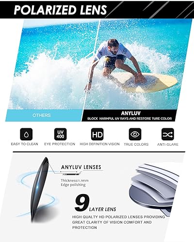 Miniatura 4 de ANYLUV Gafas de sol polarizadas para hombre, gafas de sol retro para hombres y mujeres con protección UV para pesca al aire libre, conducción,