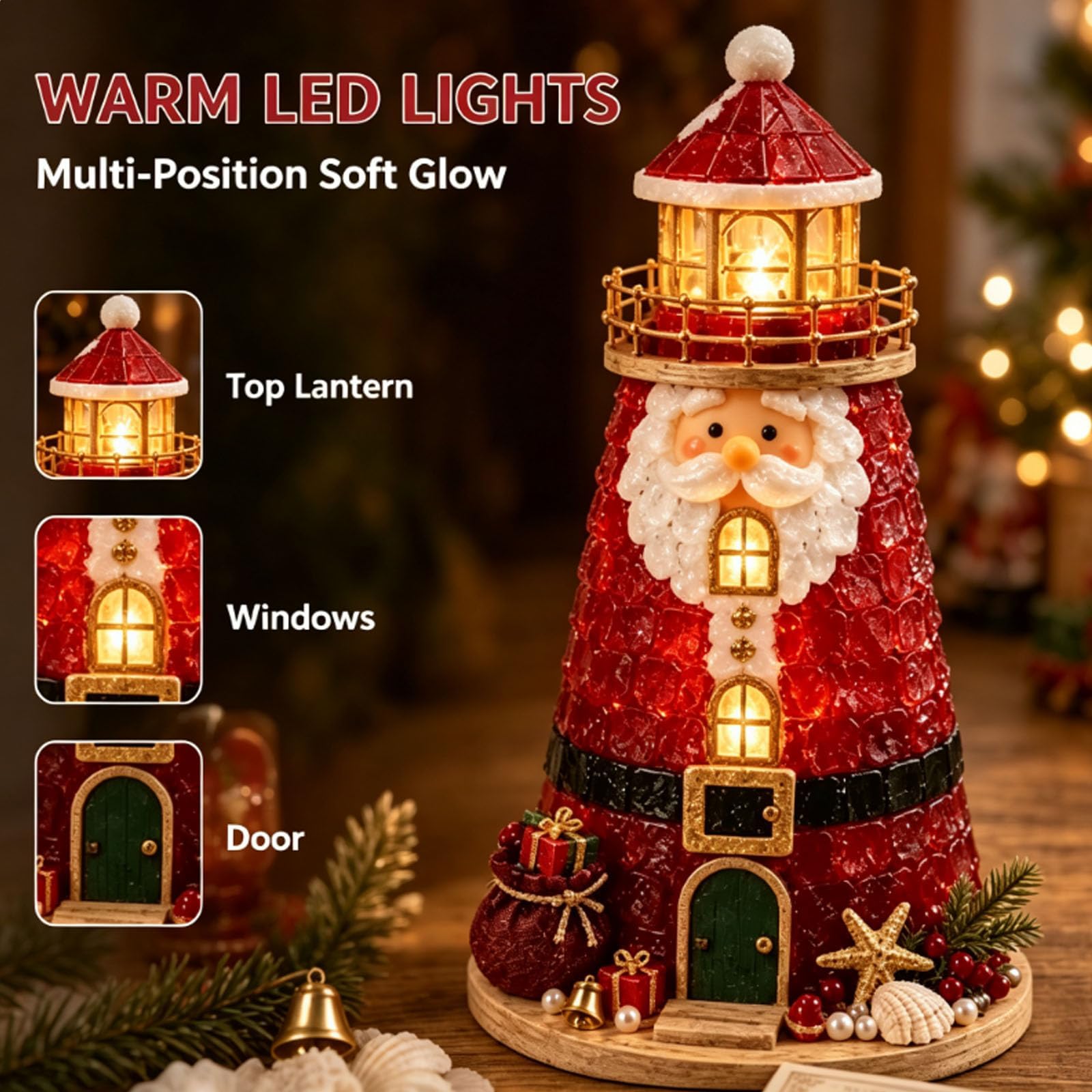 Kit fai da te illuminato per principianti, motivo: faro, in stile vetro marino, luci a LED e guida, 3D fatto a mano per decorare la casa, rosa