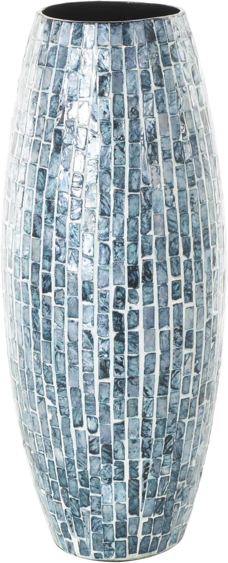 Deco 79 Mother of Pearl Shell Handmade Mosaic Inspired Vase, 8" x 8" x 19", Blue