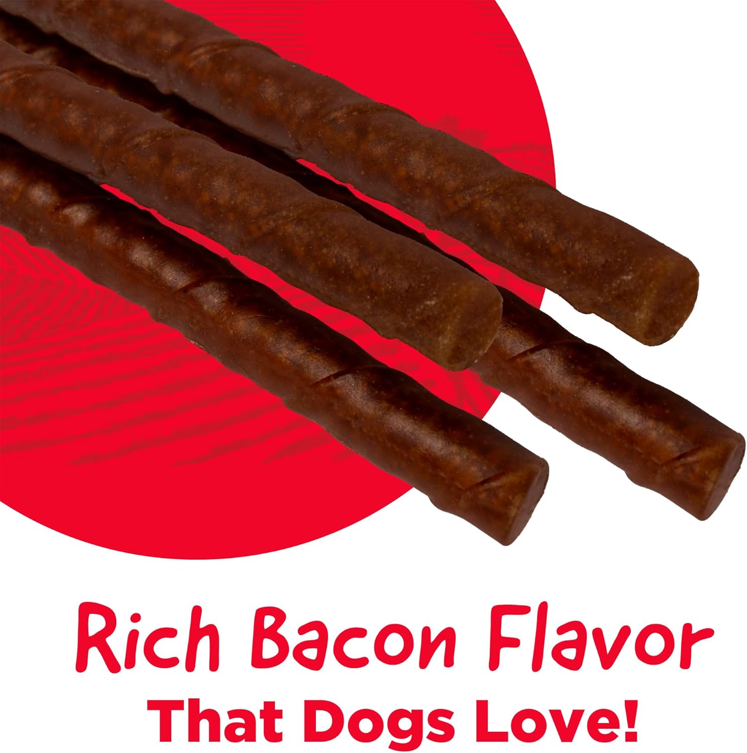 Country Kitchen Rawhide Free Chewy Stick Dog Treats, Bacon Flavor, 24 Count (Pack of 2)