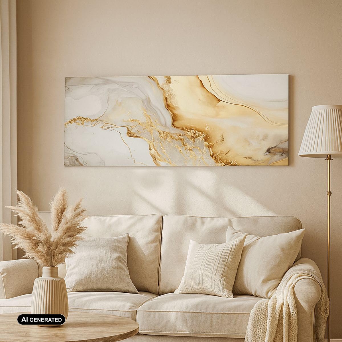 Cuadro sobre Lienzo 140x50cm Moderno Panorámico Abstracto Pastel - 5730 | Mármol Glamour Cuadro Decorativo Grande Arte mural Decoración del Hogar Salón Dormitorio Cocina Oficina Cuadros de Pared