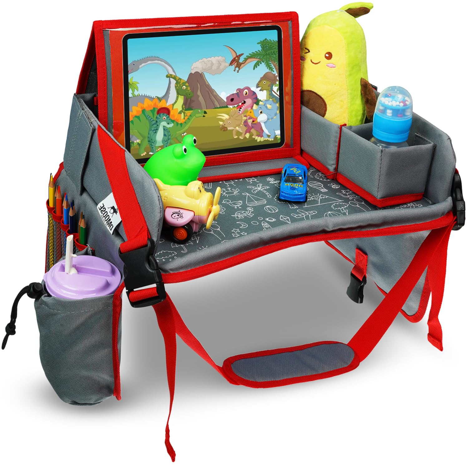 DMoose Kinderautositz für Tisch Kleinkind, Reisetablett für Kinderautositz, Schoßtablett für Flugzeug, Kinder Reiseschreibtisch unverzichtbares Zubehör, Autositz Tischtablett für Road Trip Aktivitäten