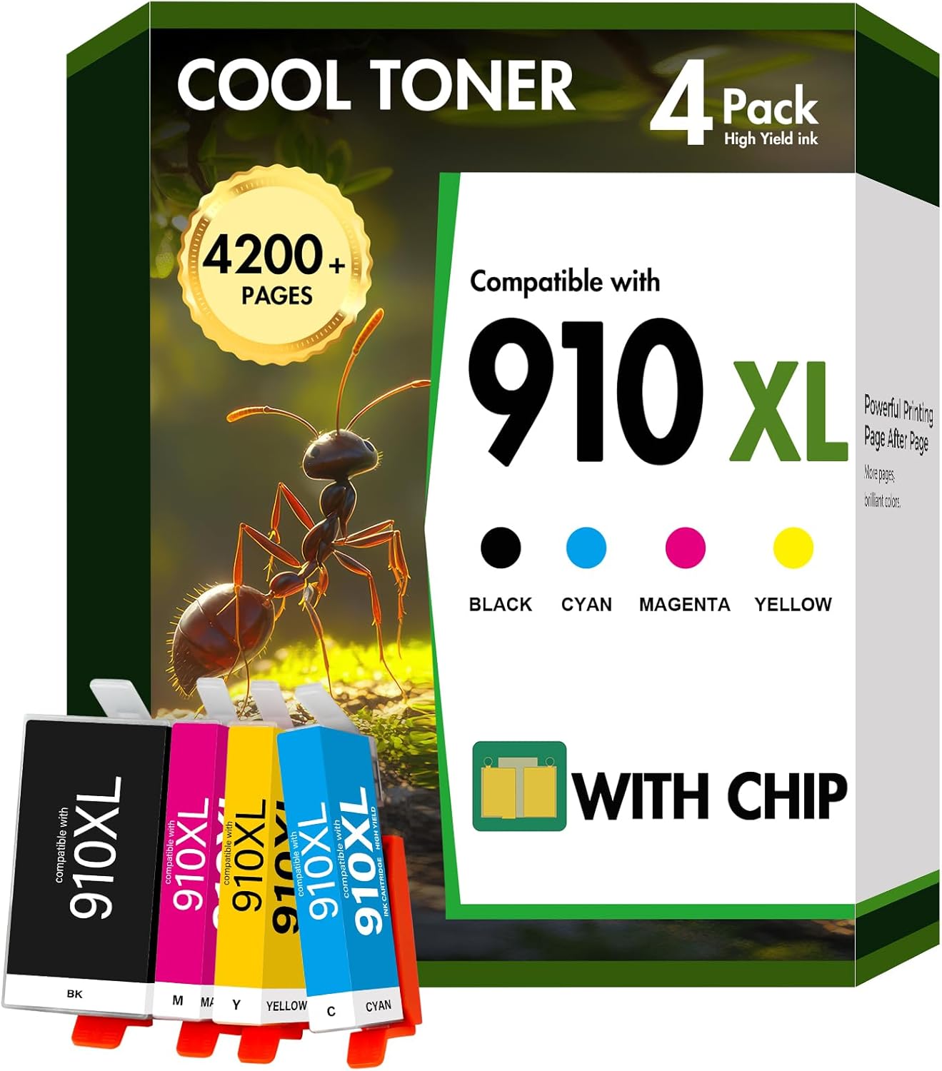 910XL 910 8020 Ink Cartridges Replacement for HP 910 Ink Cartridges Combo Pack Multipack for OfficeJet Pro Series 8020 8015 8035 8025 8010 8018 8028 8022 8030 Printer