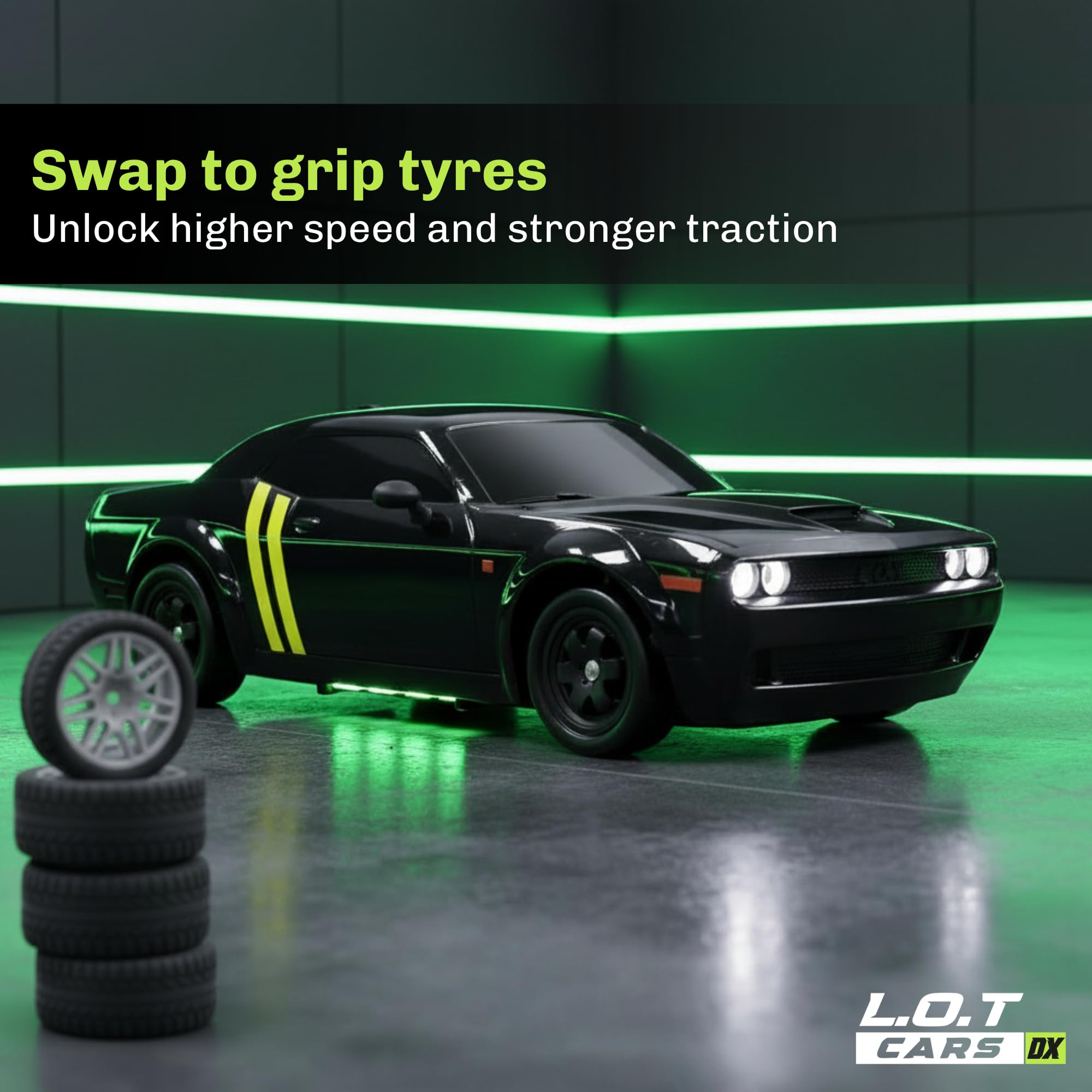 Shadow Remote Control Car | 20Kmph, 2.4Ghz | Rc Drifting Car, Rc Car 4x4, Drift Car Remote Control Range Upto 100m, Race-Ready Build ABS Plastic Body, Multi-Mode LED Lights (Tarmac Black) — Amazon image 7