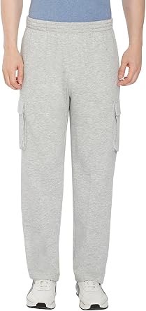 Turtle Bay New York Mens Brushed Fleece Cargo Pants Elastic Waist Sweatpants with Inner Drawstring