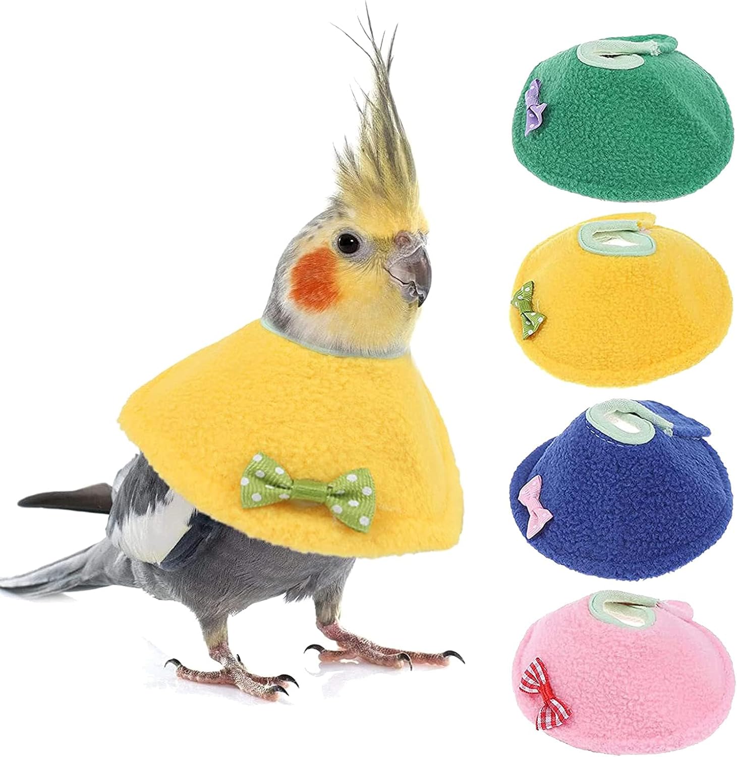 QBLEEV 4Pack Pet Parrot Anti-bite E-Collars, Anti-Grab Feather Plucking Wound Healing Safety Elizabethan Collar, Protective Recovery Cones for Budgerigar Lovebird Agapornis Fischer Cockatiel Cockatoo