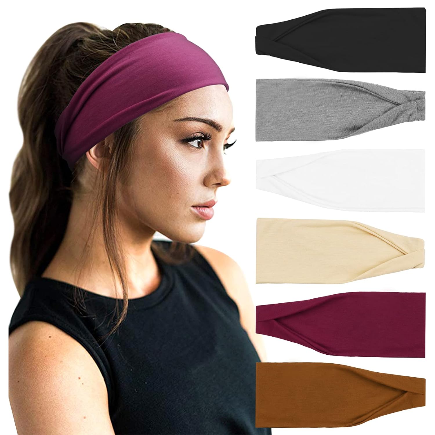 DRESHOW Yoga Sports Headbands for Women Elastic Non-Slip Headbands Workout Running Hair Bands 6 Pack : Clothing, Shoes & Jewelry