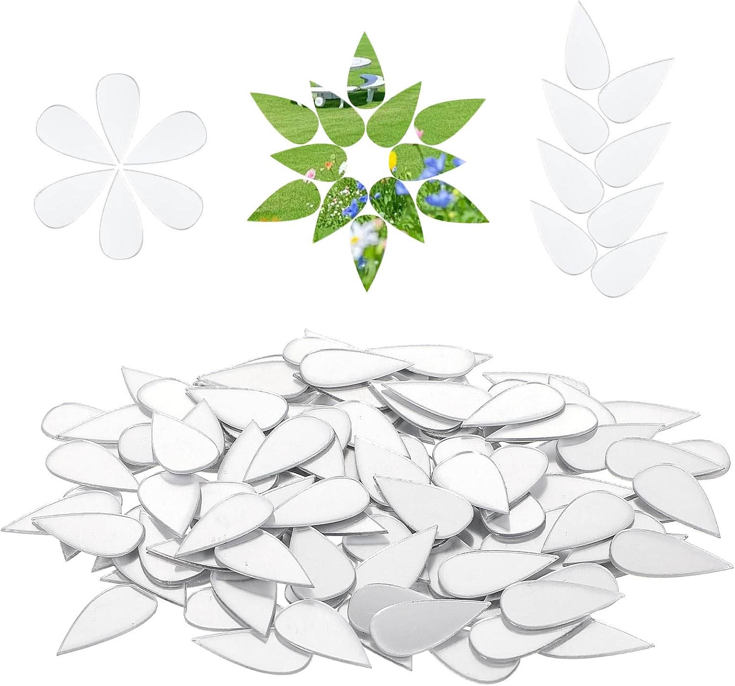Ouligay 200 PCS Leaf Shape Small Mirrors for Crafts, Small Craft Mirrors
