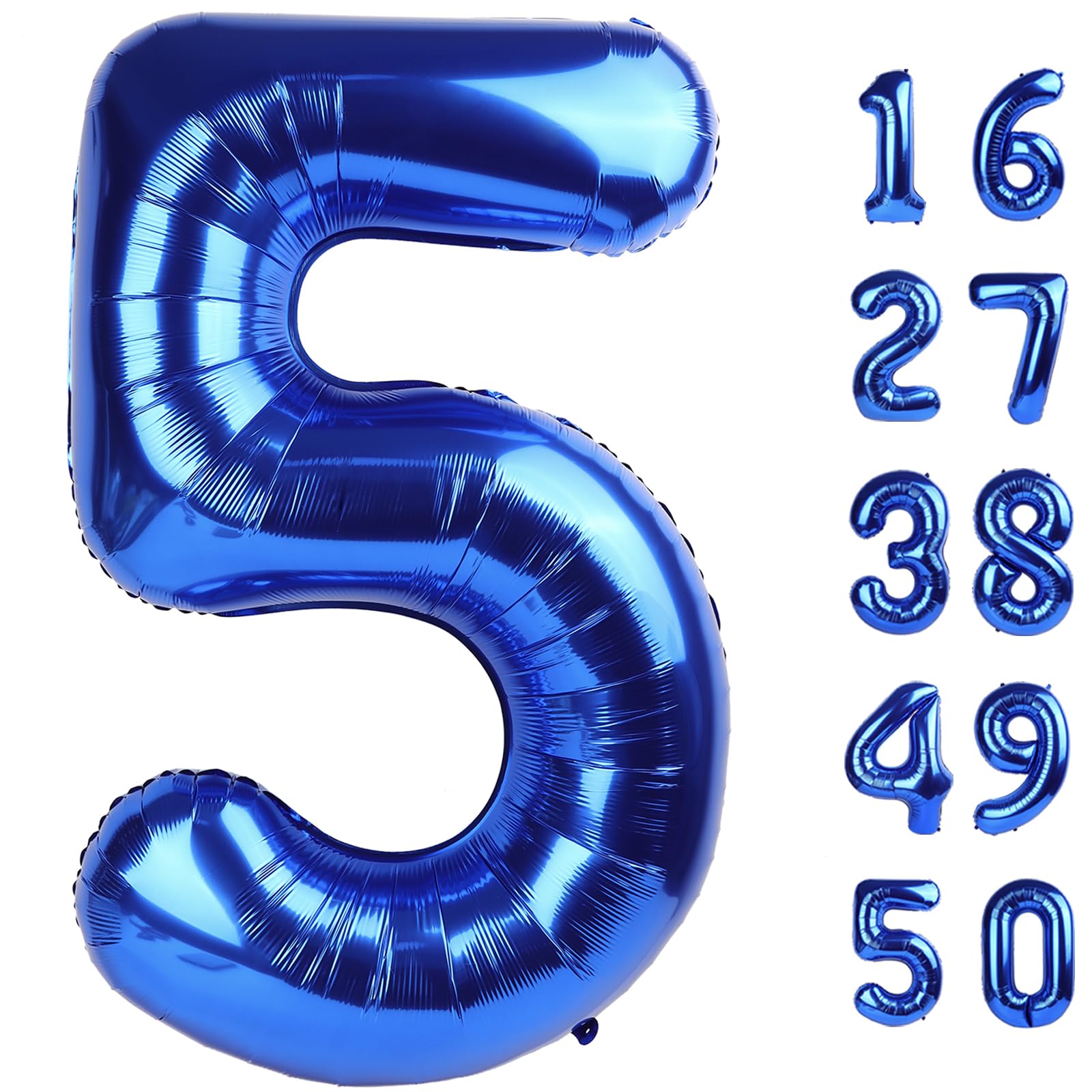 Kelfuoya Number 5 Balloon Jumbo Dark Blue Foil Balloon (40 Inch) | Authentic USA Import for Parties - main product image