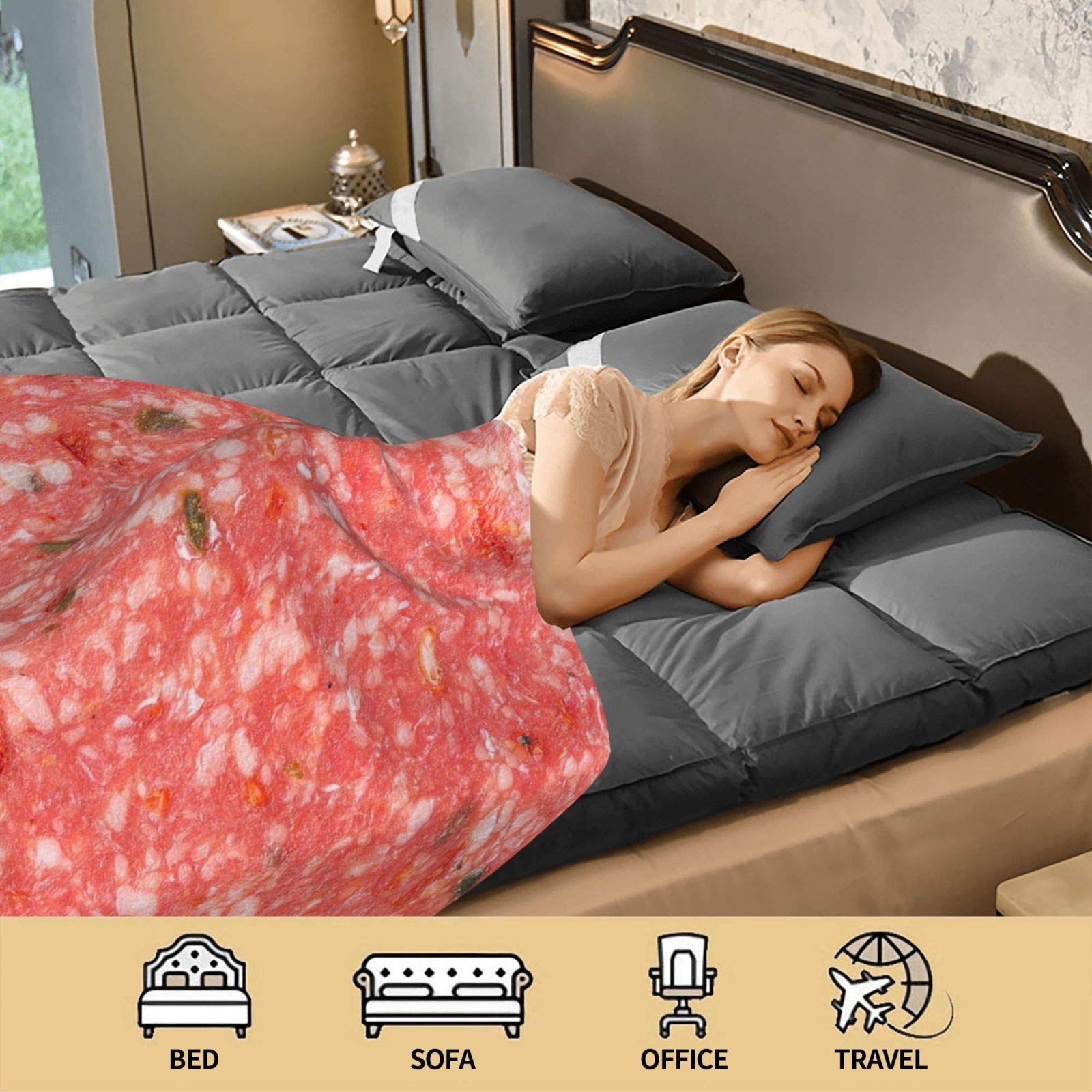 Abaysto Coperta rotonda, realistica, a forma di ciambella, leggera, morbida e soffice, coperta di flanella su letto, divano, sedia, per bambini e adulti, 150 cm